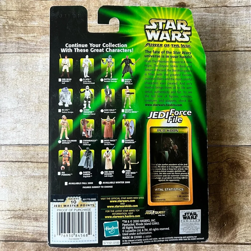 Star Wars Power‎ of the Jedi Plo Koon Jedi Master Action Figure Hasbro 2000 NIB